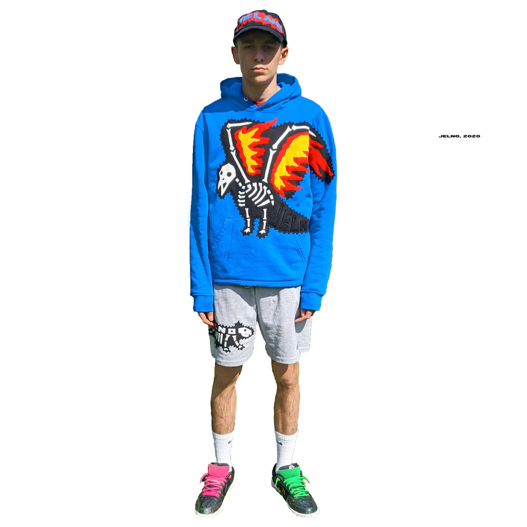 'ELECTRIC CROW' in BLUE/BLACK/WHITE, L