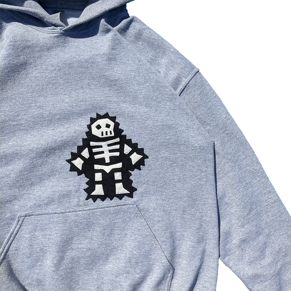'ELECTRIC LIL SKELETON' hoodie, in grey/black/white